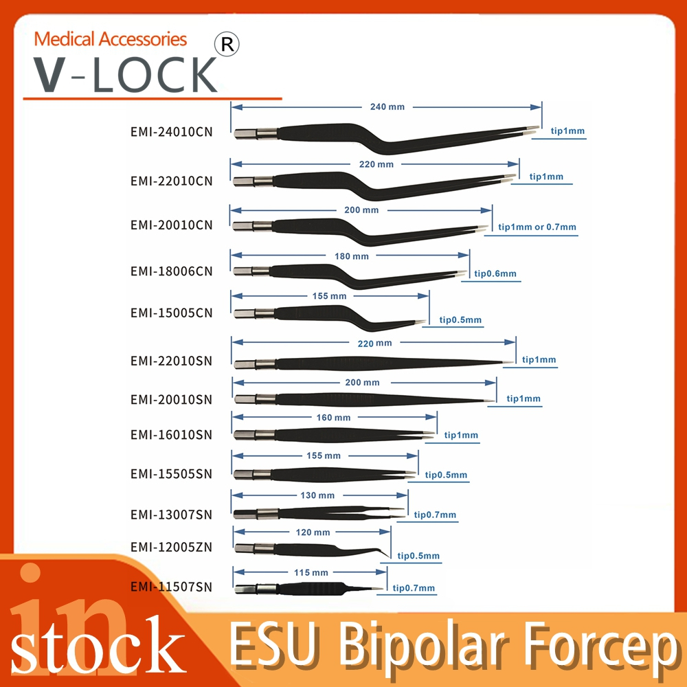 เช่น Bipolar Forceps แหนบปลายตรงสําหรับหน่วยไฟฟ้า,ไนลอนสีดําเคลือบ Non Stick Non-Stick Oxidation Bip