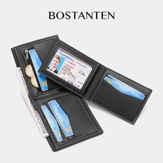 BOSTANTEN เข็มขัดผู้ชายพร้อมกระเป๋าสตางค์ผู้ชาย หนัง PU เซ็ตของขวัญ 2 ชิ้น ใช้งานง่าย