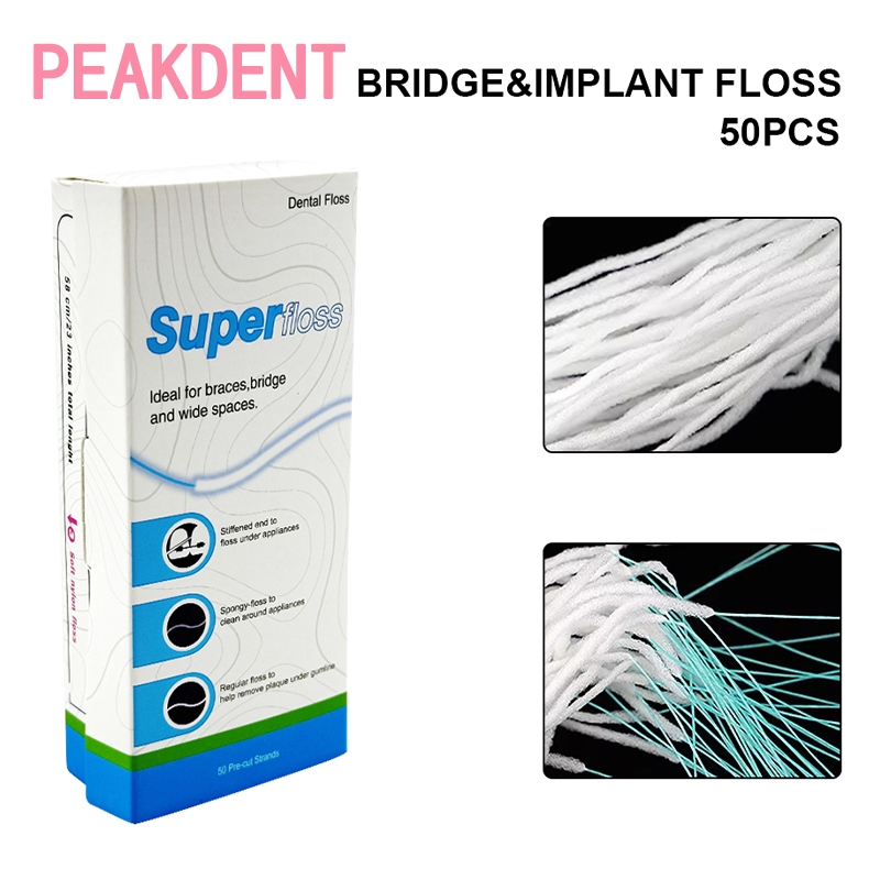 50 ชิ้น/กล่อง Super Floss Puller/Sponge Floss/Fine Floss 3IN1 Flossเหมาะสําหรับทําความสะอาดระหว่างวง