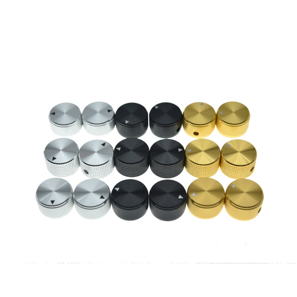 KAISH แพ็ค 2 ลูกบิด 25*15.5 มม. อลูมิเนียมโพเทนทิโอมิเตอร์ 1/4" Universal Guitar/ Bass Pot Knobs