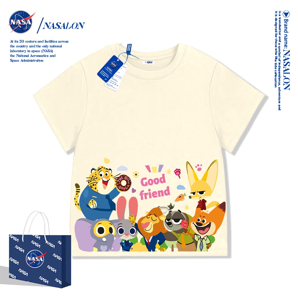 NASA เสื้อยืดเด็ก Judy Nick ลายการ์ตูน cotton 100% นุ่มสบาย ทรงหลวม ระบายอากาศดี ใส่สบายทั้งเด็กชายกับเด็กหญิง