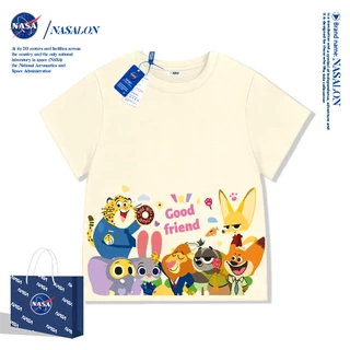 NASA เสื้อยืดเด็ก Judy Nick ลายการ์ตูน cotton 100% นุ่มสบาย ทรงหลวม ระบายอากาศดี ใส่สบายทั้งเด็กชายกับเด็กหญิง