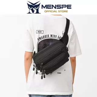 MENSPE กระเป๋ากีฬากันน้ำสำหรับผู้ชาย กระเป๋าคาดเอวแบบพกพาความจุขนาดใหญ่ กระเป๋าคาดหน้าอกอเนกประสงค์แบบ Unisex