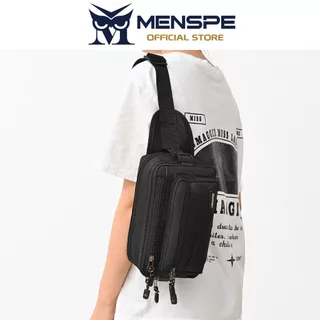 MENSPE กระเป๋ากีฬากันน้ำสำหรับผู้ชาย กระเป๋าคาดเอวแบบพกพาความจุขนาดใหญ่ กระเป๋าคาดหน้าอกอเนกประสงค์แบบ Unisex