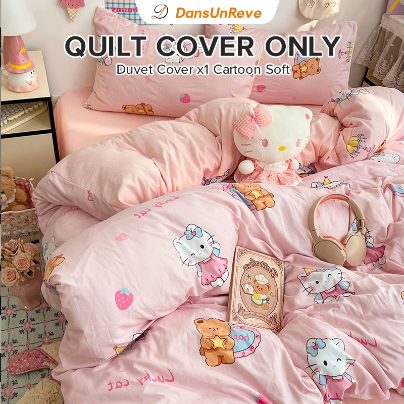 Sanrio 1 ชิ้น ปลอกผ้านวม 5 ฟุต 6ฟุต ลายการ์ตูน มีซิป kitty คิตตี้ duvet cover ไม่มีผ้านวม 3ฟุต