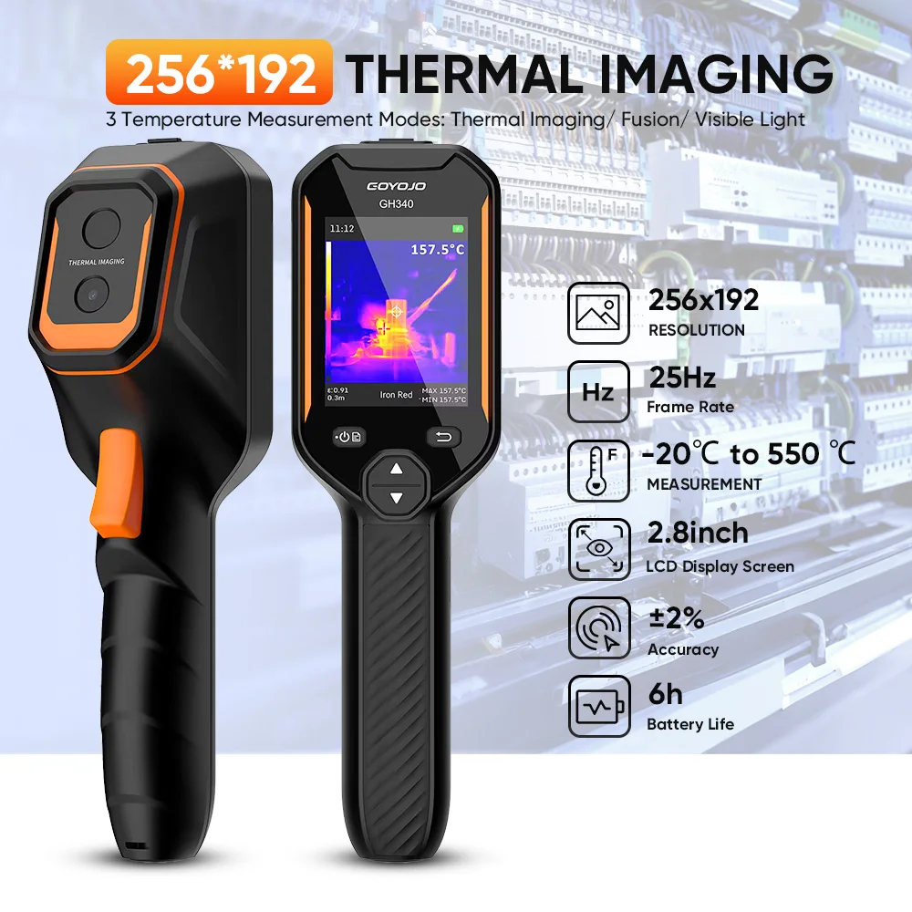 มาใหม่ล่าสุด GH340 GH192 Thermal Imager 256 x 192 ความละเอียด IR พร้อมกล้องภาพ 2MP, กล้องถ่ายภาพความ