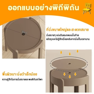 สไตล์นอร์ดิก วางซ้อนกันได้ โมโนบล็อก เก้าอี้สตูลพลาสติกหนาโต๊ะรับประทานอาหารเก้าอี้ร้านอาหารรอบครัวเรือนสตูล