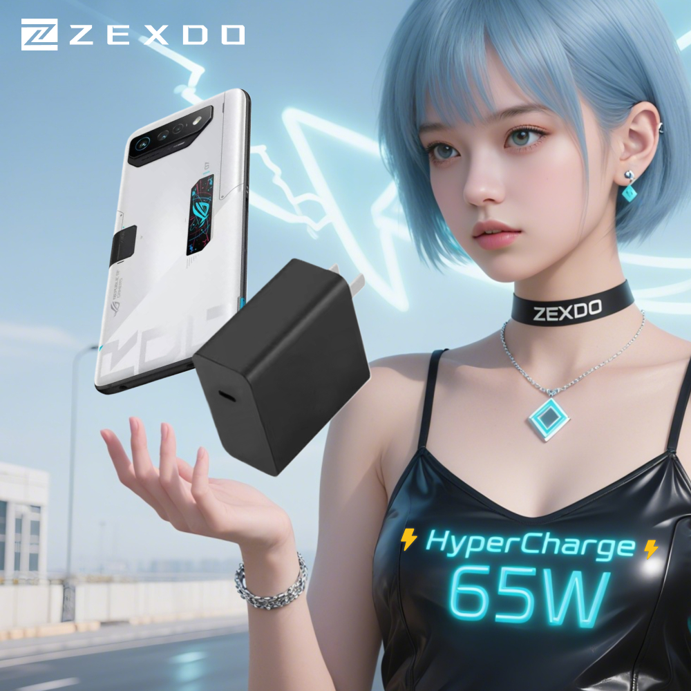 Zexdo สำหรับ ASUS ROG 65W Fast Hyper CHARGING Set TRAVEL Charger ADAPTER ROG โทรศัพท์2 3 5 5S 6 7 8 ROG Ally ZenFone Type-C Power PD สาย