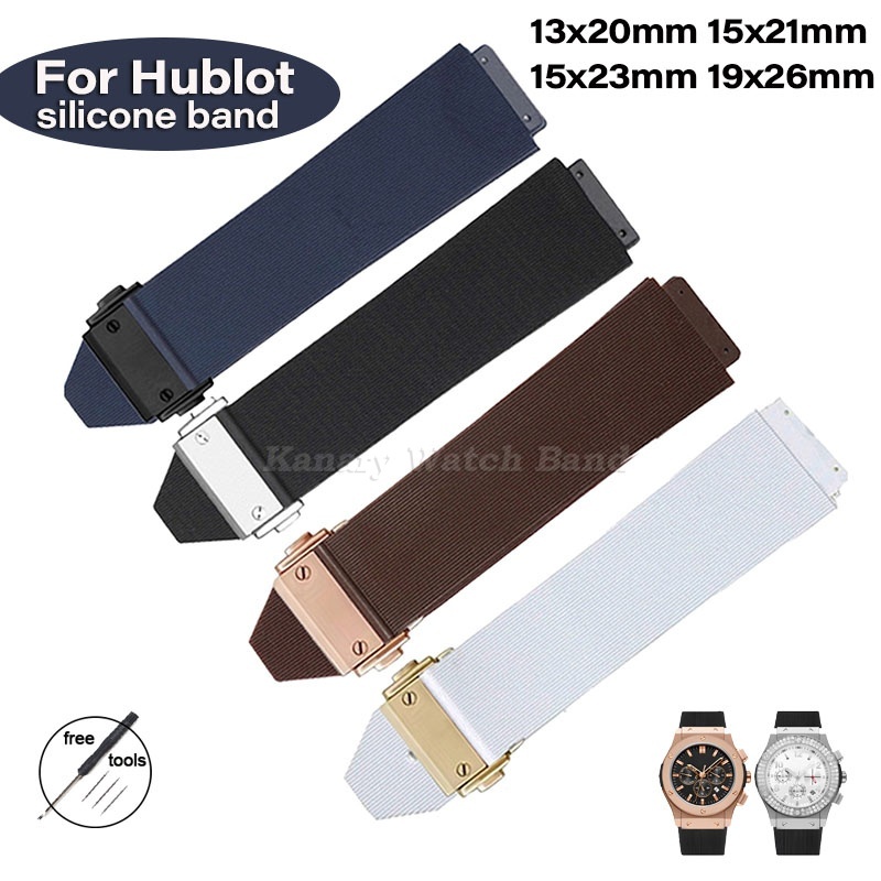 สายนาฬิกาซิลิโคนกันน้ําสําหรับ Hublot Big Bang/Fusion Series 13x20/19 มม.15x21 มม.15x23 มม.19x26/25 มม.ยางนุ่มนาฬิกาผู้ชายผู้หญิงสายรัดข้อมือสร้อยข้อมือกีฬา
