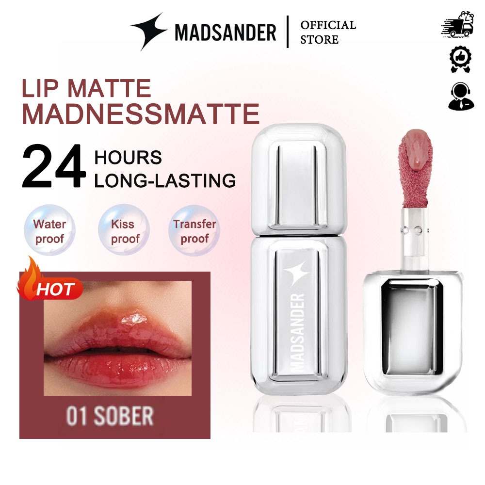 (ของแท้ 100%) ลิปสติก Madsander Dewy Glow Lip Tint SOBER 4g - Long-Lasting Lip Dinning Tint