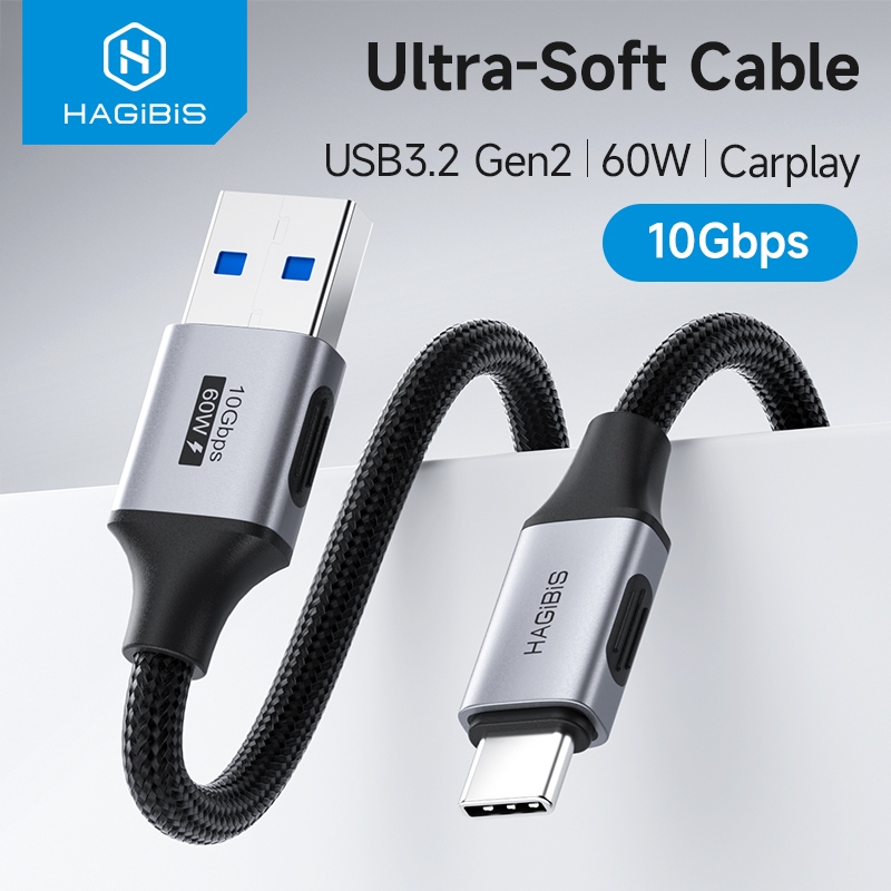 Hagibis สาย USB C ถึง USB A Type C สายชาร์จเร็วสายเคเบิลข้อมูลความเร็วสูงเข้ากันได้กับ iPhone 17 16 Pro iPad พิกเซล Samsung