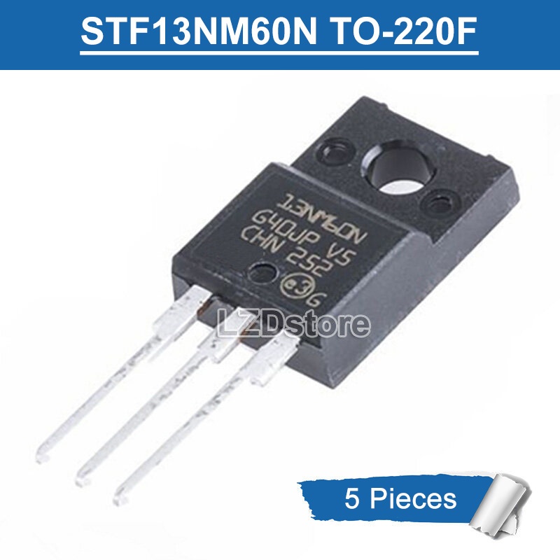 5pcs Original STF13NM60N 13NM60N TO-220F 600V/13A N-Channel MOSFET ทรานซิสเตอร์ใหม่