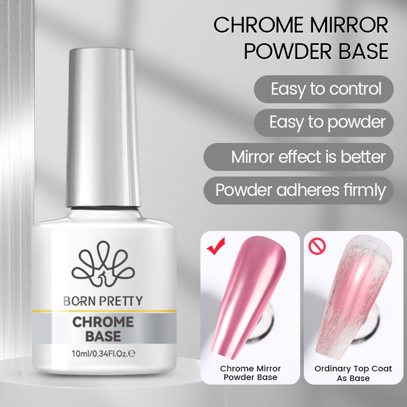 BORN PRETTY Mirror Powder Top Coat Functional เล็บเจล Polish Base Top Coat เล็บเจล Soak Off Nail Art 10ml
