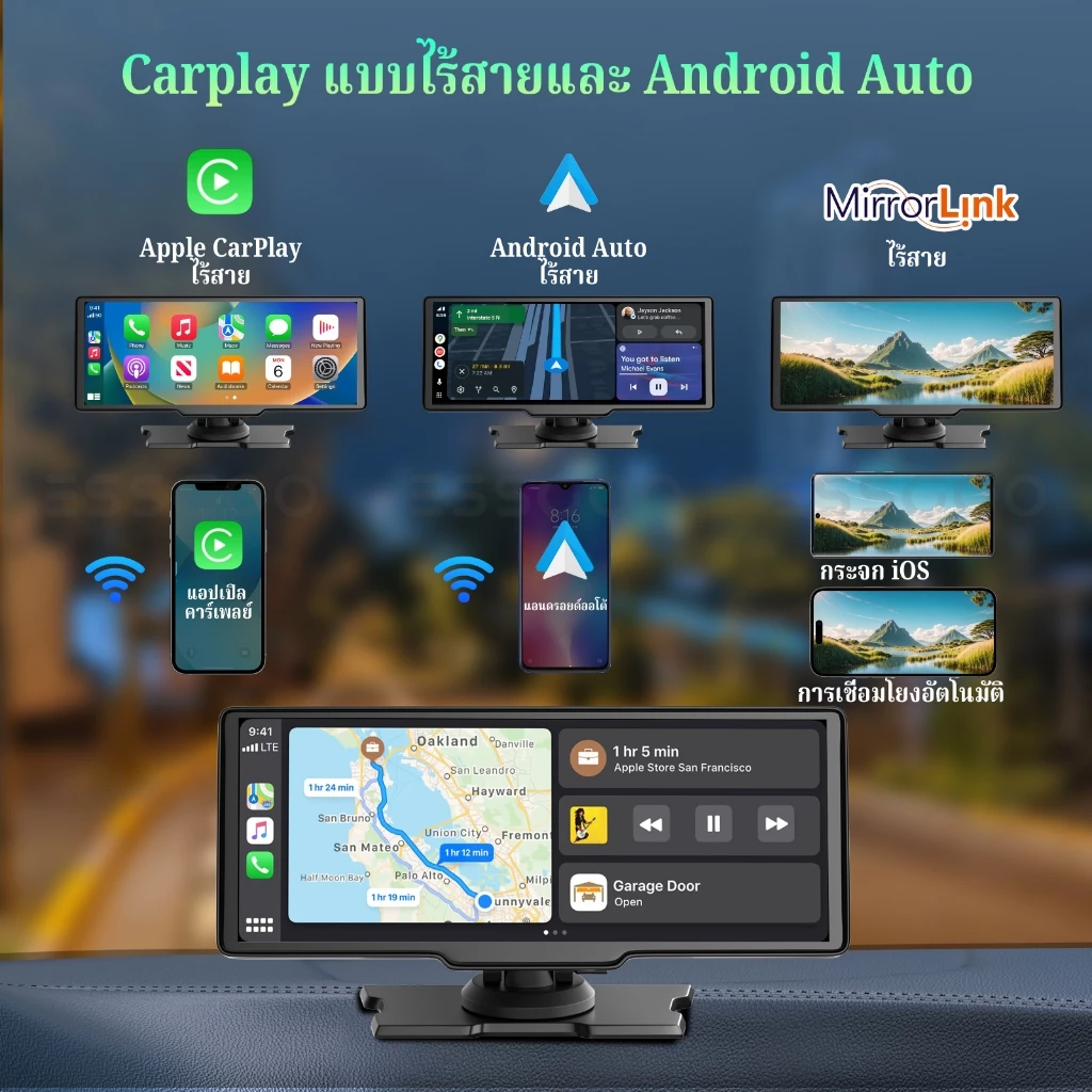 ~จังหวัดสมุทรสาคร ส่ง~4K + 1080P 10 นิ้วหน้าจอสัมผัสเลนส์คู่รถ DVR Dash Cam WIFI บลูทู ธ เสียงควบคุมฟังก์ชั่น carplay รถกล้องไดรฟ์บันทึกมุมกว้างที่จอดรถจอภาพ thumbnail 3