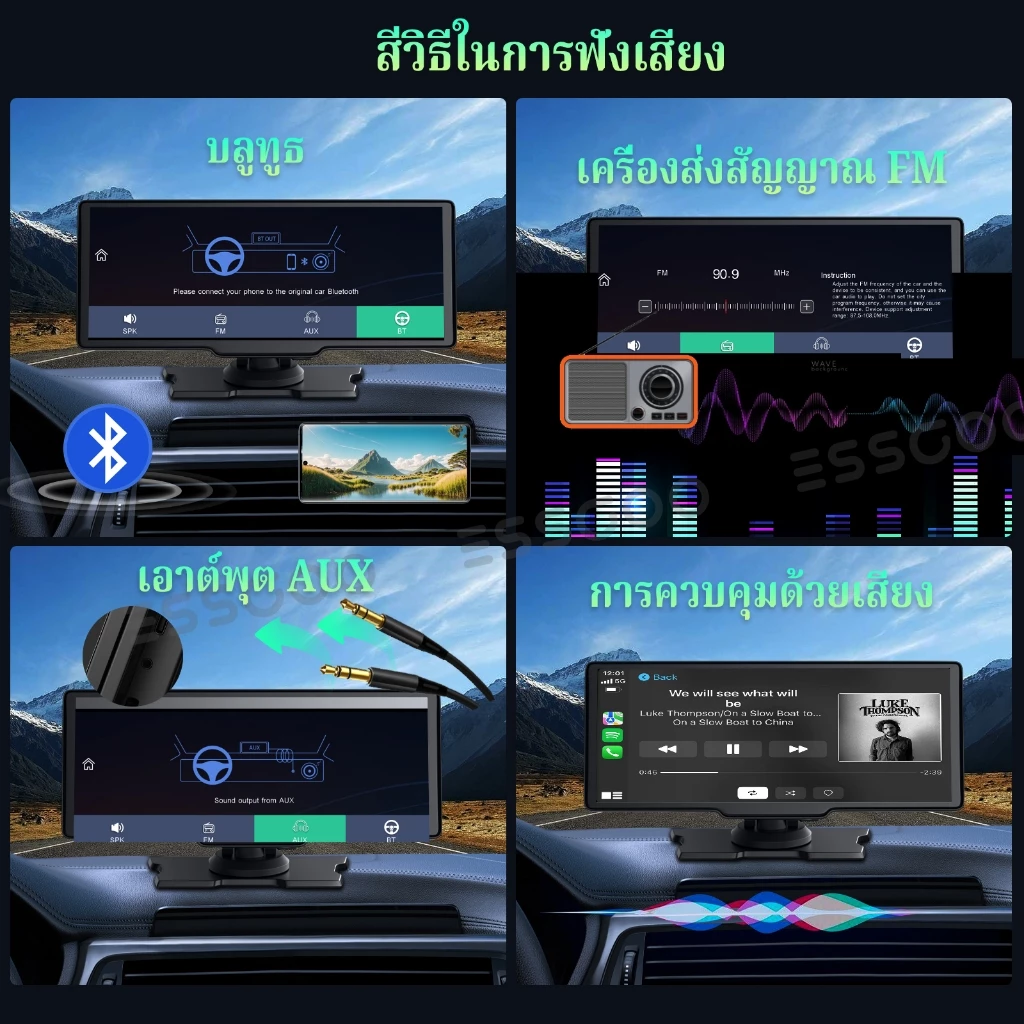 ~จังหวัดสมุทรสาคร ส่ง~4K + 1080P 10 นิ้วหน้าจอสัมผัสเลนส์คู่รถ DVR Dash Cam WIFI บลูทู ธ เสียงควบคุมฟังก์ชั่น carplay รถกล้องไดรฟ์บันทึกมุมกว้างที่จอดรถจอภาพ thumbnail 4