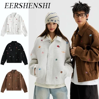 เสื้อแจ็คเก็ตลายดอกไม้ EERSHENSHI สำหรับวัยรุ่น ออกแบบมาในสไตล์ casual workwear ไซส์ใหญ่ unisex สวมใส่สบายตลอดวัน