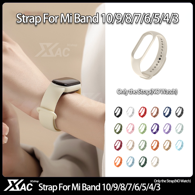 สําหรับ miband 10/9/8/7 miband 6 Breathable Xiaomi Mi Band 5/6 สายคล้องคอสําหรับกีฬา,สีชมพูสายรัดข้อมือซิลิโคนสร้อยข้อมือ miband 9 miband 8
