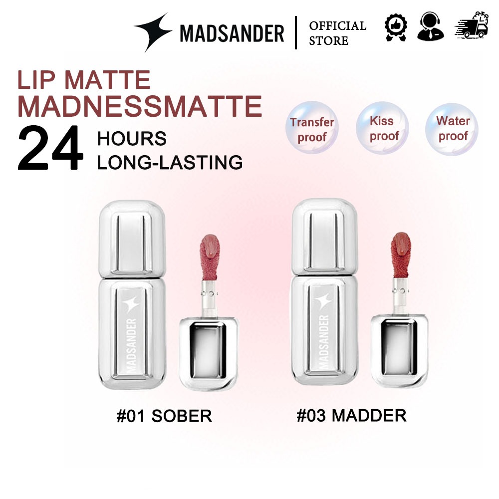 (ของแท้ 100%) ลิปสติก Madsander Dewy Glow Lip Tint (SOBER+MADDER)4g - Long-Lasting Lip Dinning Tint
