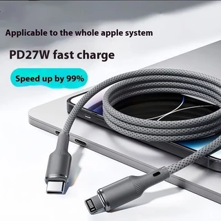 สายชาร์จข้อมูล PD 27W, สายชาร์จแบบถักรูปตัว USB Type-C ถึง L เหมาะสําหรับคอมพิวเตอร์, แล็ปท็อป, โทรศัพท์มือถือ