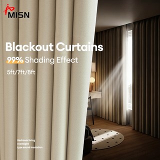 MISN 99% Blackout Curtain for Window Bedroom /Living Room Plain Curtain for Window with Rings 5ft-8ft Decoration