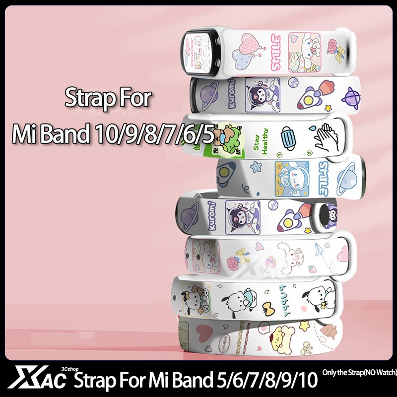 สร้อยข้อมือสําหรับ Mi Band 10/9/8/7/6/5/4/3 สายรัด NFC อุปกรณ์เสริมกีฬายางซิลิโคน SmartWatch สายรัดข้อมือ pulseira correa Xiaomi MiBand 8 สาย