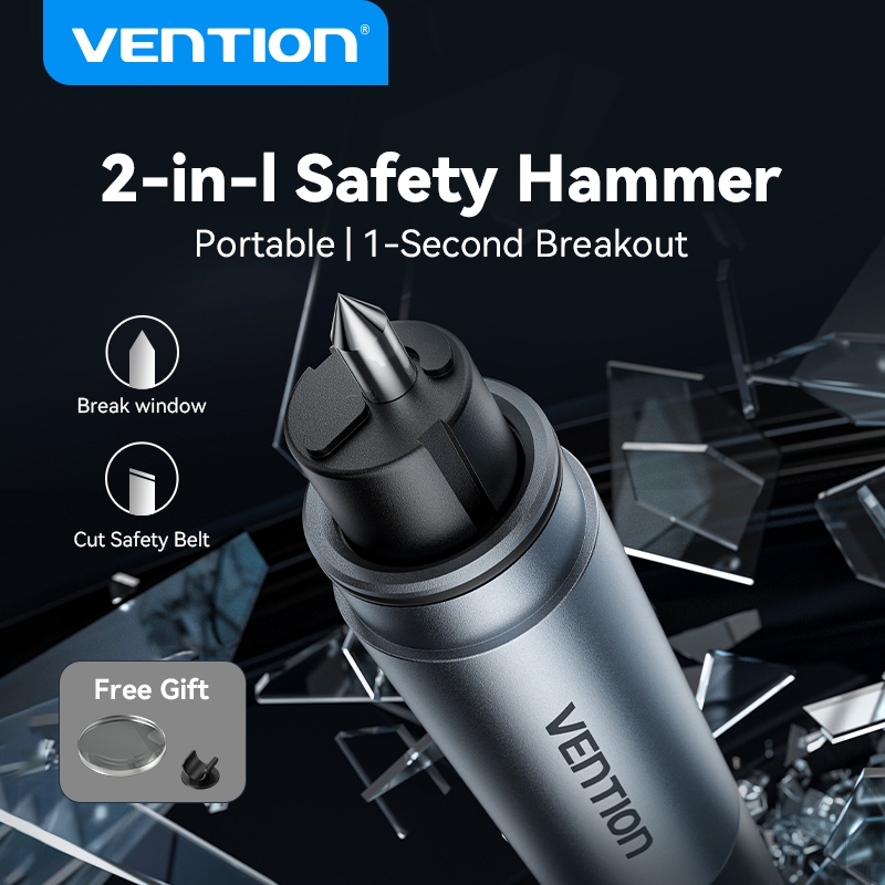 Vention 2-in-1 Safety Hammer Window Breaker & Seatbelt Cutter วัสดุอลูมิเนียมอุปกรณ์ฉุกเฉินรถยนต์สํา