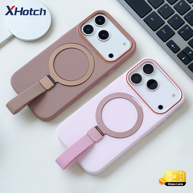 XHotch โลหะวงเล็บแม่เหล็กเคสโทรศัพท์สําหรับ iPhone 17 16 15 14 Pro Max PC วัสดุเปลือกแข็ง + ซิลิโคนสายรัดนิ้วมือออกแบบ Anti Drop และปลอกง่าย