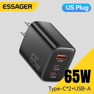 เครื่องชาร์จ Essager Gan Type C 65W 2C1A อะแดปเตอร์ชาร์จเร็วอุณหภูมิต่ําอัจฉริยะ Usb
