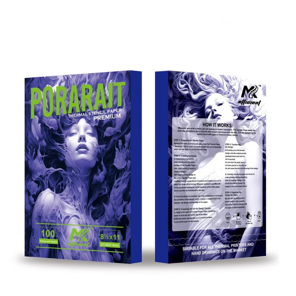 กระดาษแม่แบบสัก,กระดาษถ่ายโอนรอยสักคุณภาพสูง 100 แผ่น,กระดาษถ่ายโอนความร้อนขนาด ก4 ชั้น