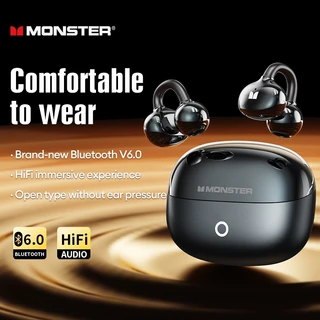 Monster D08 หูฟังบลูทูธ Open Ear แบบหนีบหู คุณภาพเสียง HiFi รอบทิศทาง ENC ไมโครโฟนคมชัด