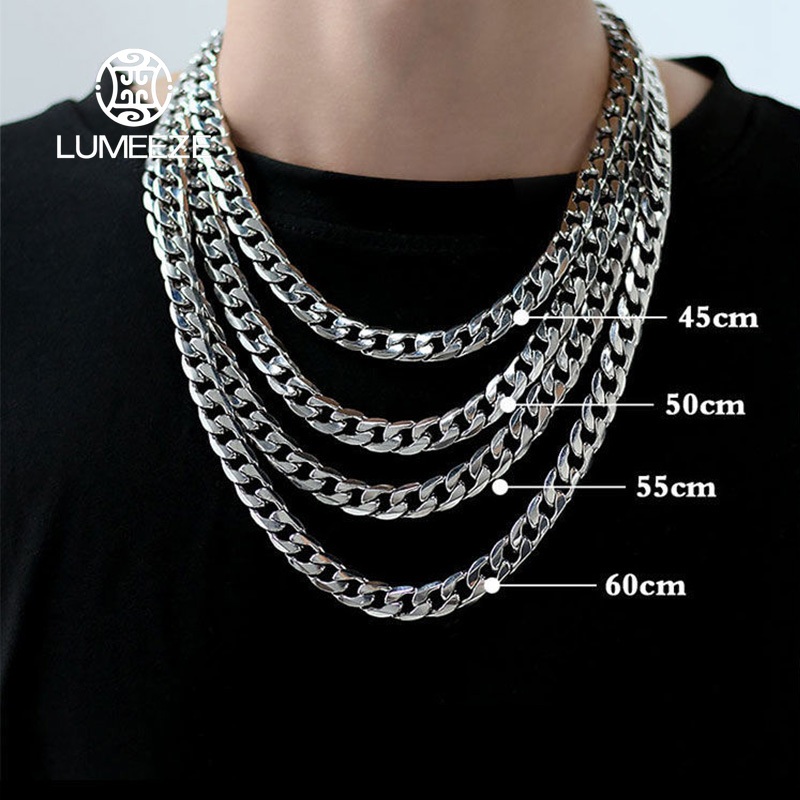 LUMEEZEE สร้อยคอสแตนเลสHip-Hopสไตล์ สำหรับทั้งผู้หญิงและผู้ชาย พร้อมแบบchoker ขนาด50-60cm สีเงิน ของขวัญแฟชั่น