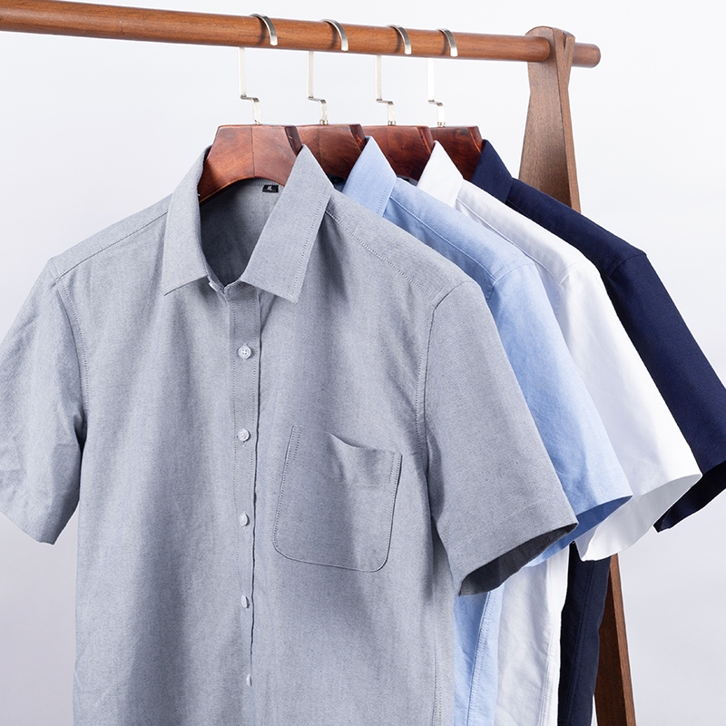 เสื้อเชิ้ตแขนสั้น Oxford สไตล์ลำลองสำหรับผู้ชาย