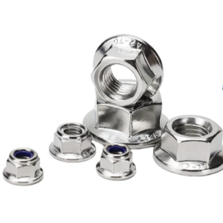 A&D หัวน็อตจาน (Hexagon Flange Nut) สแตนเลส 304 มาตรฐาน เป็นน็อตตัวเมียหกเหลี่ยมแบบมีแหวนในตัว พื้นหน้าแปลนเป็นแบบหยาบ (Serration) ช่วยล็อคแน่น (Flange) ช่วยกระจายแรงกดได้กว้างขึ้น เหมาะสำหรับงานเหล็กและงานโครงสร้างทั่วไป กระจายแรงกดได้ดีโดยไม่ต้องใช้แหวน