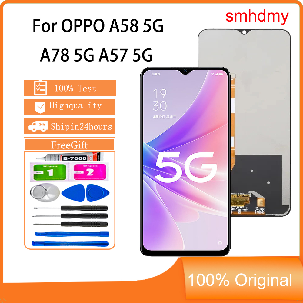 Smhdmy Ori จอแสดงผลสําหรับ OPPO A58 5G A78 5G A57 5G LCD หน้าจอสัมผัสเปลี่ยน