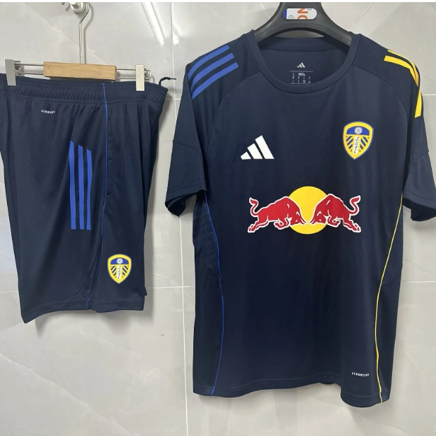 เสื้อฝึกซ้อมแขนสั้นและเซตสั้น Leeds United สำหรับผู้ชาย ขนาด S-XXL