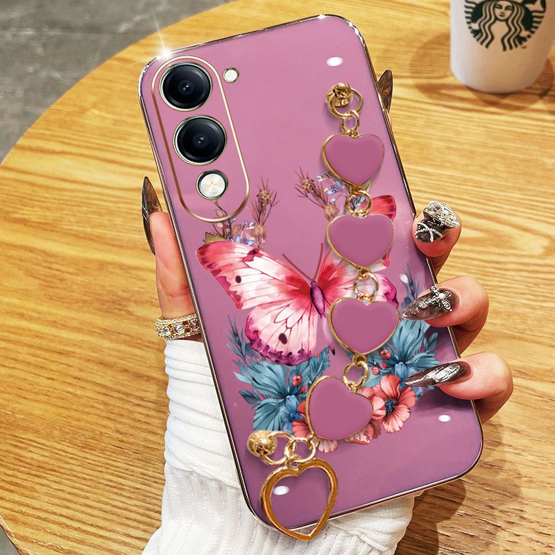 YBD เคสโทรศัพท์สําหรับ Vivo Y19S Y29 T4X Y04 4G Y29S 5G Y19E Y76 Y76S 4G สร้อยข้อมือรูปหัวใจพร้อมผีเ
