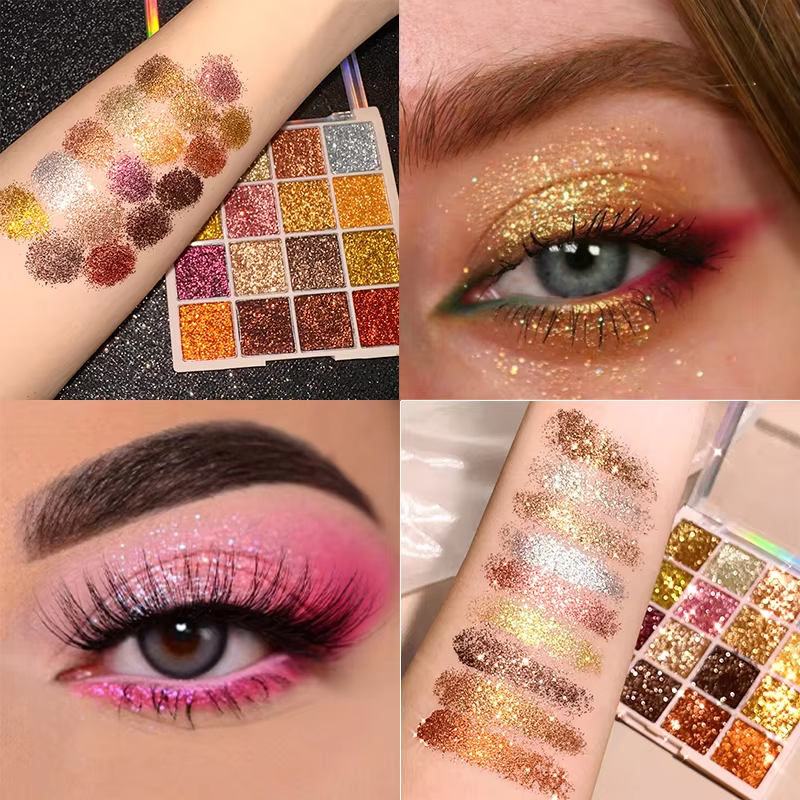 [คลังสินค้าพร้อม]พาเลทอายแชโดว์ 16 สี Shiny Gold Pearly Matte Glitter Eyeshadow Matte Eye Shadow Long-lasting Eye Make Up
