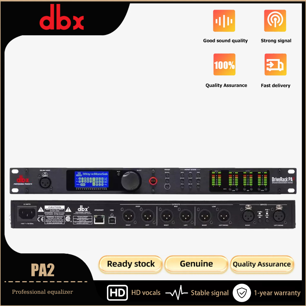 DBX DriveRack PA2 อินพุตคู่, โปรเซสเซอร์การจัดการลําโพงที่สมบูรณ์ของเอาต์พุตหกตัวพร้อมจอแสดงผล LCD แ