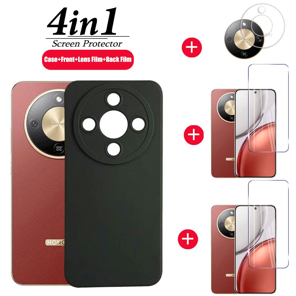 4in1 สําหรับ Honor X9D เคสโทรศัพท์กระจกนิรภัยฟิล์ม + เลนส์ฟิล์ม + สําหรับ Honor X7D เคสโทรศัพท์กันกร