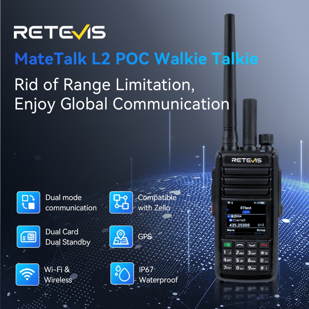 Retevis MateTalk L2 Dual-Mode POC วิทยุสองทางเข้ากันได้กับ Zello WIFI GPS สําหรับลอจิสติกส์กู้ภัยและ