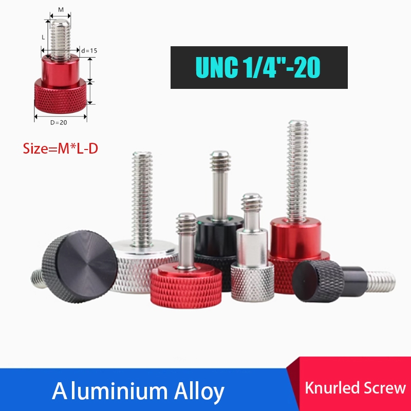 UNC 1/4 "-20 Knurled Thumb Screw อลูมิเนียมอัลลอยด์ Hand Grip ลูกบิดปรับสลักเกลียว