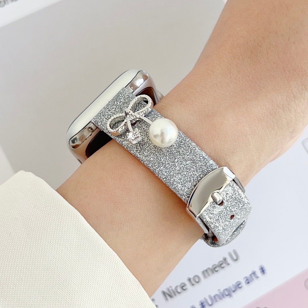 สายนาฬิกาหนัง Bling เข้ากันได้กับสายนาฬิกา i Series11 10 987654321 SE,SE2,SE3,Ultra,ultra2,Ultra3 St