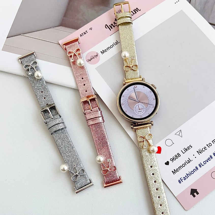 Bling สายหนังสําหรับ Huawei Watch GT 6 Pro สาย Huawei Watch GT 6 สาย Huawei Watch GT 5 สาย Huawei Wa