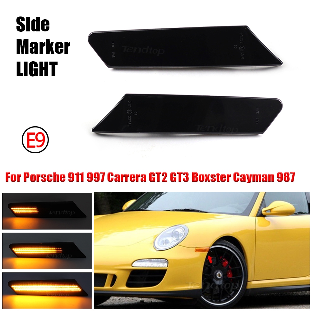 LED แบบไดนามิกไฟเลี้ยวด้านข้างสําหรับ Porsche 911 997 Carrera GT2 GT3 Boxster Cayman 987 2 ชิ้น