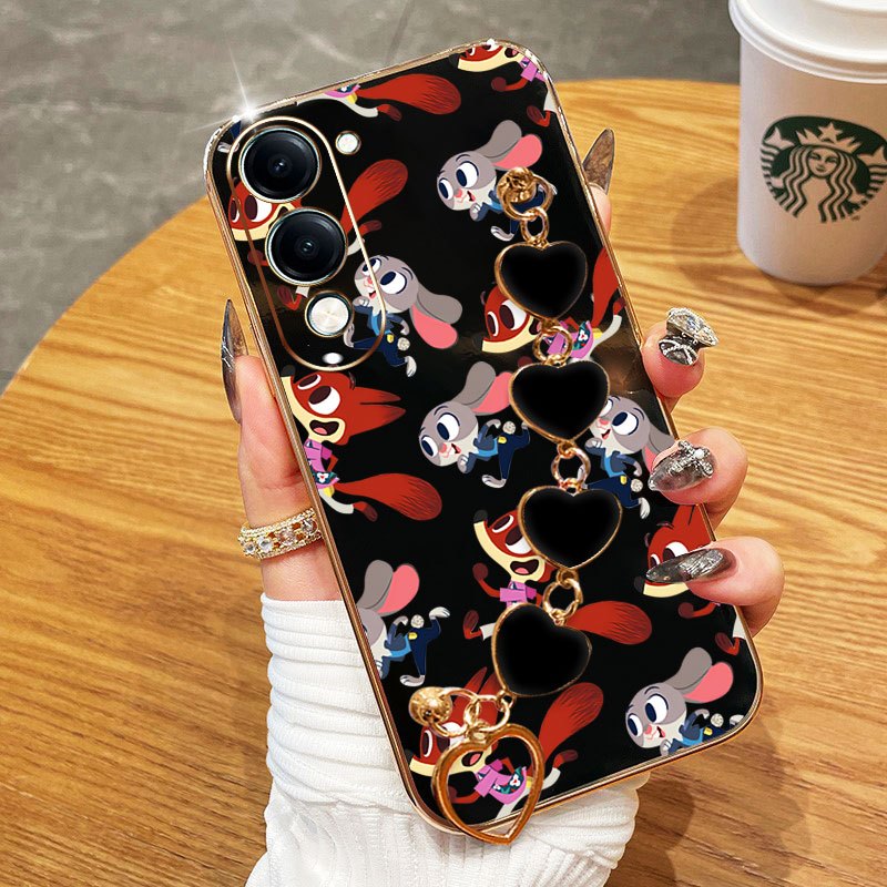 YBD เคสโทรศัพท์สําหรับ Vivo Y19S Y29 T4X Y04 4G Y29S 5G Y19E Y76 Y76S 4G สร้อยข้อมือรูปหัวใจพร้อมการ