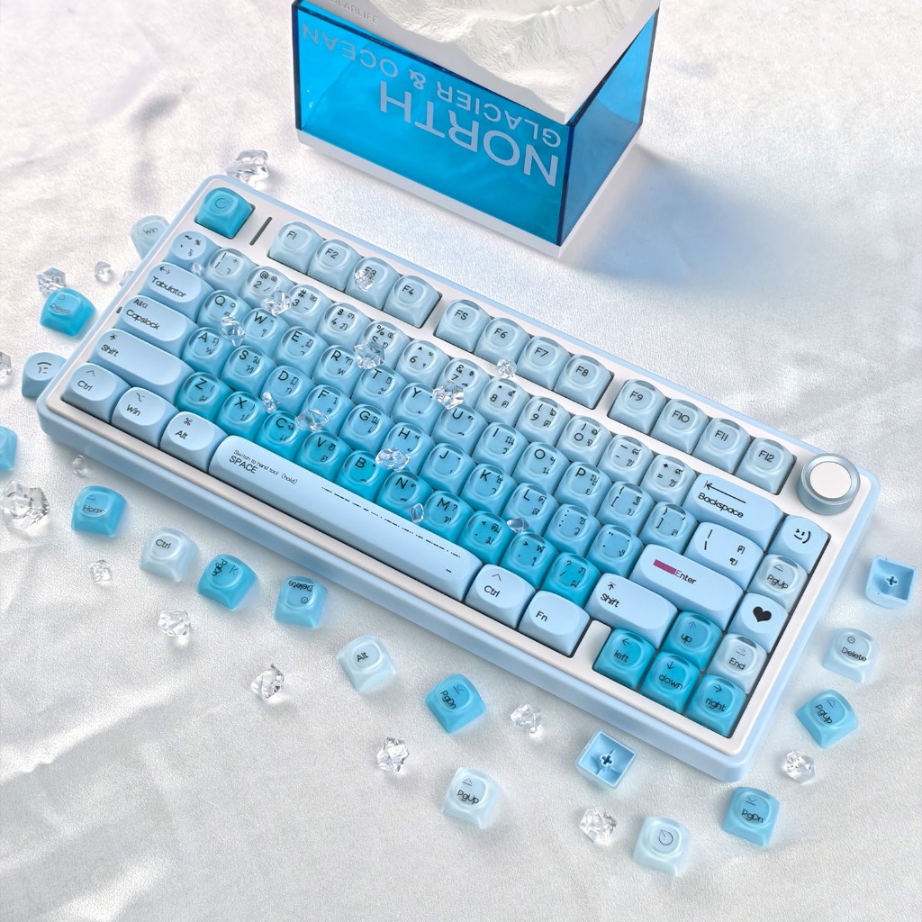 In StockThai/English Liquid Foundation Keycap HOA โปรไฟล์ 132 คีย์ PBT PC Dye Sublimation รอบสีชมพู Keycaps Wooting MAD Aula สร้างสรรค์น่ารัก Jelly Gradient Thai Keycap