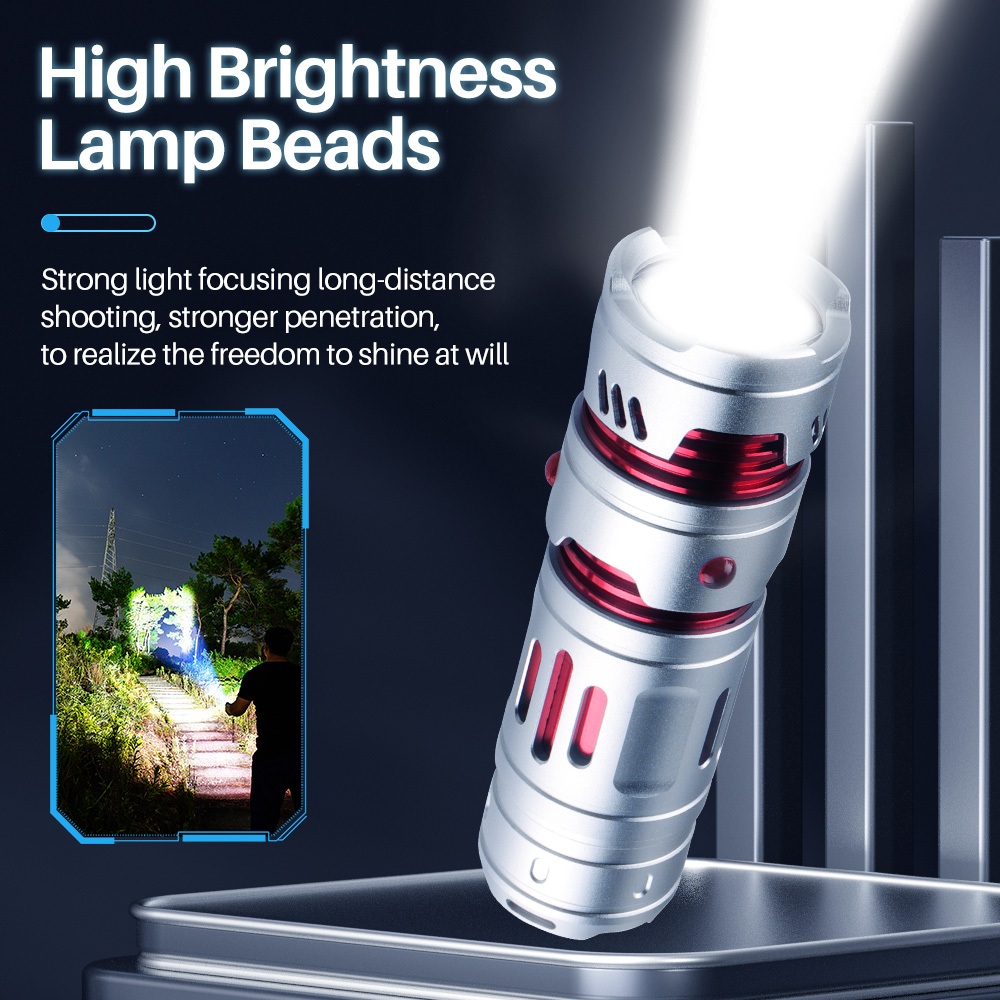 ไฟฉายพกพา Boruit LED กันน้ำ สำหรับ Outdoor และแคมปิง พร้อมโหมดแสงกลางคืน