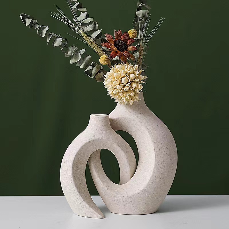 Nordic Simple แจกันสีขาว ins สไตล์สร้างสรรค์ดอกไม้ Ware ดอกไม้เครื่องประดับ Simple High-End ยุโรปหรูหรา