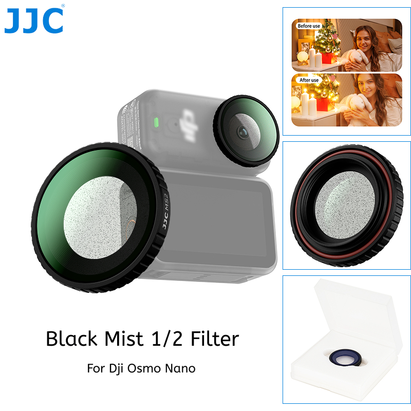 JJC Black Mist 1/2 Filter สําหรับกล้อง DJI Osmo Nano, กรอบโลหะสีดํา Soft Mist Filter 1/2 Black Mist 
