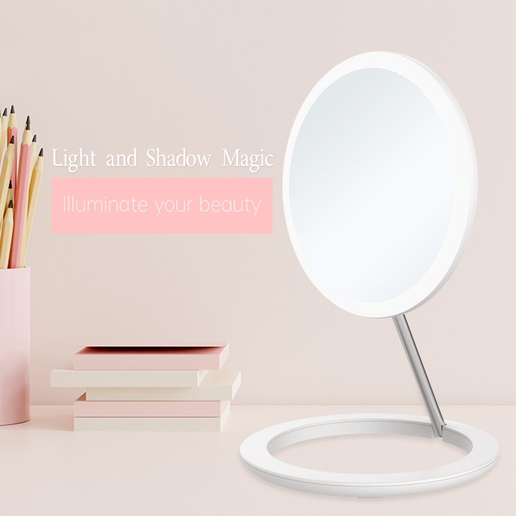 กระจกแต่งหน้า LED การปรับแสง 3 สี Light Up at a Touch Long Endurance กระจกแต่งหน้าแบบพกพาแบบพับได้